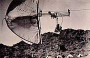 Photographic kite trolley aerial camera, 1912/13, unknown photographer Henry Wellcome's photographic automatic kite trolley aerial camera deivce used at Jebel Moya, Sudan, 1912-1913. Unknown photographer. The Wellcome Collection, London.jpg