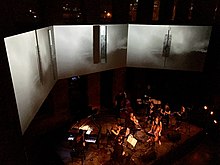 Wet Ink Ensemble performing Higgins' work "Emptyset [0,0]" from TOCSIN, at Pioneer Works, Brooklyn NY, November 2016 Higgins EMPTYSET IMG 6841.jpg