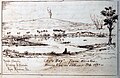 Hilo Bay from Waiakea, Mauna Loa in distance, sketches from the Volcano House visitors book, 1881, by Joseph Nawahi.jpg