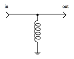 Example of signal filtering. In this configuration, the inductor decouples DC current, while allowing AC current to pass. InductorSignalFilter2.png