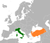 Location map for Italy and Turkey.