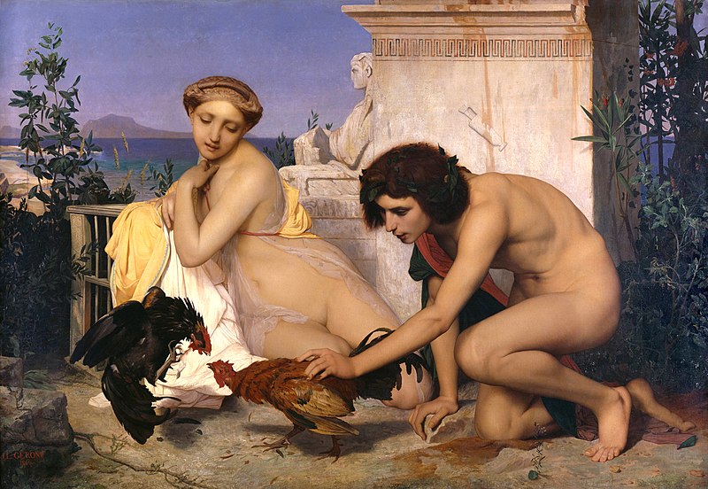 File:JEAN-LÉON GÉRÔME - Jóvenes griegos presenciando una pelea de gallos (Museo de Orsay, París, 1846. Óleo sobre lienzo, 143 x 204 cm).jpg