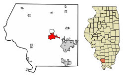 Расположение Мерфисборо в округе Джексон, штат Иллинойс