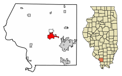 Locatie van Murphysboro in Jackson County, Illinois