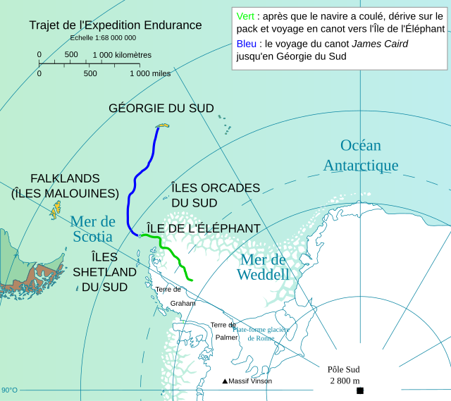 Carte du trajet du James Caird.