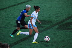 Fishlock defends against Christen Press, 2014