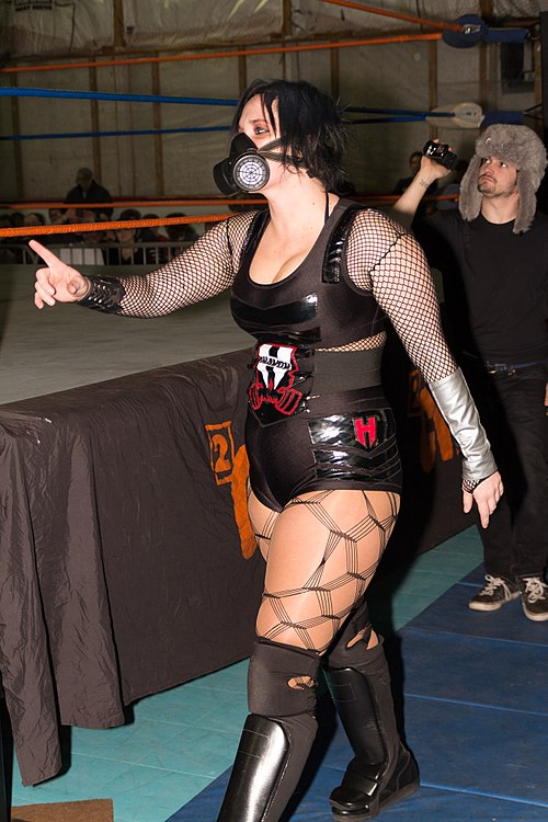 Havok in February 2013, wearing a gas mask as part of her "contagion-themed" character