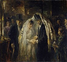 A Jewish wedding, painting by Jozef Israels, 1903 Joodse bruiloft Rijksmuseum SK-A-2598.jpeg