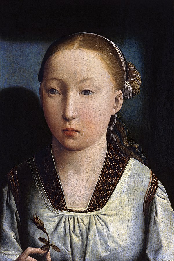 1496 Portrait by Juan de Flandes thought to be of 11-year-old Catherine. She resembles her sister Joanna of Castile.