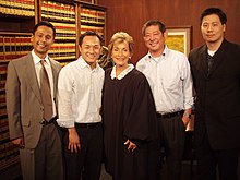 Judy Sheindlin (of highest Nielsen rated courtroom series Judge Judy) with fans Judge Judy with fans.jpg