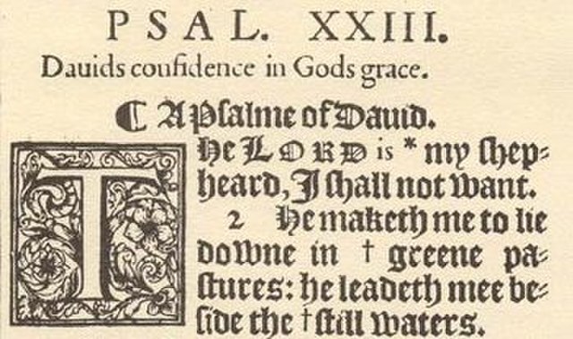 KJV of 1611 (Psalms 23:1,2): Occurrence of "LORD" (and "God" in the heading)