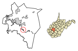 Location of Belle in Kanawha County, West Virginia.