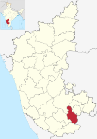 मानचित्र जिसमें रामनगर ज़िला Ramanagara district ರಾಮನಗರ ಜಿಲ್ಲೆ हाइलाइटेड है