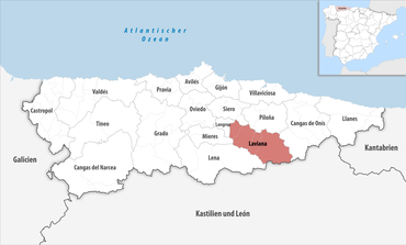 Die Lage des Gerichtsbezirk Laviana in der Provinz Asturien