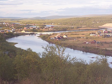 The Kautokeino river flowing through the centre of Kautokeino
