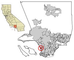Location of Manhattan Beach in شهرستان لس‌آنجلس, کالیفرنیا