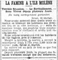 La famine à l'Île Molène (journal "Le Petit Parisien" du 17 février 1904).