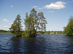 Vy fra Duveholms herregård. 
 I baggrunden ses dele af Katrineholm.