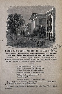 The Leake and Watts Orphan House and School at 112th Street and Amsterdam Avenue Leake and Watts' Orphan House and School, New York City. Woo Wellcome V0014009EL.jpg