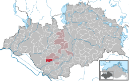 Leussows läge i Mecklenburg-Vorpommern