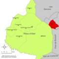 Розташування муніципалітету Чера у комарці Рекена-Утьєль