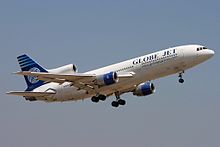 A Globe Jet Lockheed L-1011 TriStar taking off. Lockheed L-1011-500 Tristar, Globe Jet Airlines JP6013675.jpg