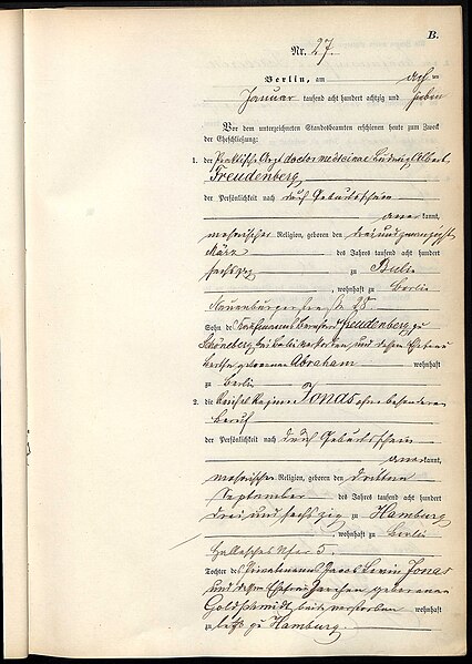 File:Ludwig Albert Freudenberg (1860-1929) and Regina Gilly Jonas (1863-1922) marriage certificate.jpg