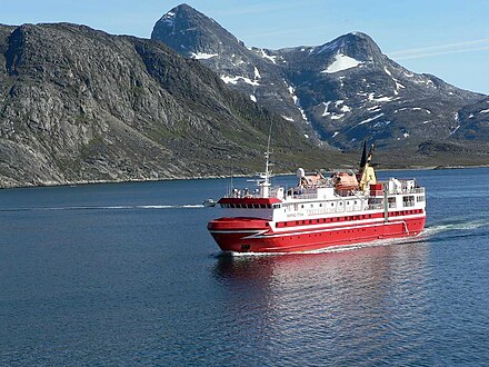 Arctic Umiaq Line operates passenger and freight services by sea across Greenland.