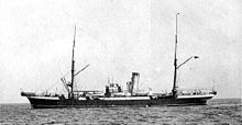 A photo of the CS Mackay-Bennett, the first ship to arrive at the Titanic wreck site in search for bodies Mackay Bennett.jpg