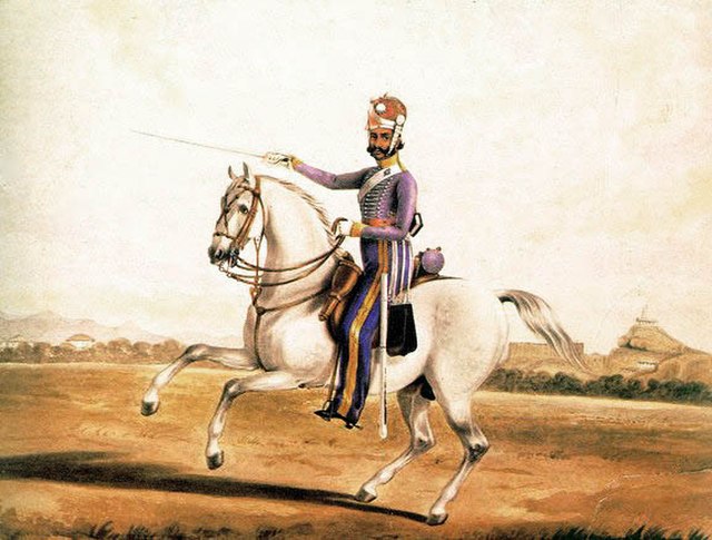 A painting showing a sowar of the 6th Madras Light Cavalry, c. 1845