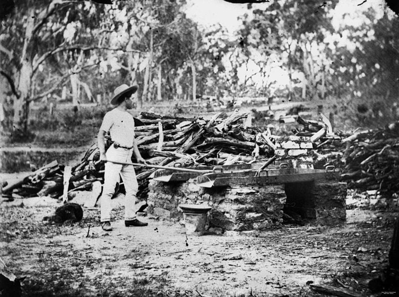 File:Man working at a sluice possibly relating to tin mining near Stanthorpe, ca. 1875 (5013319925).jpg