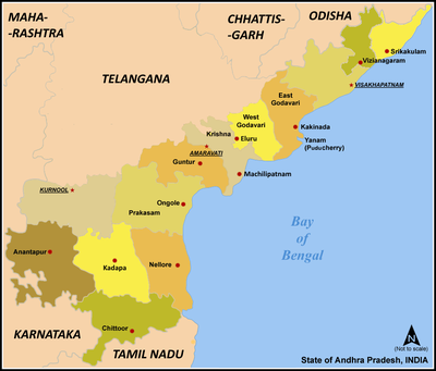 Mapa dystryktów stanu Andhra Pradesh
