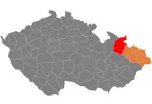 Расположение района в Моравскосилезском Регион в Чехии 