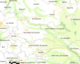 Mapa obce Anglards-de-Salers