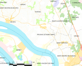 Mapa obce Prignac-et-Marcamps