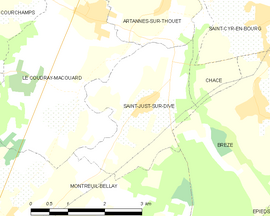 Mapa obce Saint-Just-sur-Dive