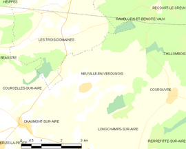 Mapa obce Neuville-en-Verdunois