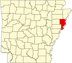 map of Arkansas highlighting Crittenden County