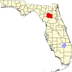 map of Florida highlighting Alachua County