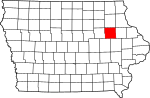 Mapa del estado que destaca el condado de Buchanan