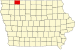 Map of Iowa highlighting Dickinson County Map of Iowa highlighting Dickinson County.svg