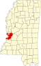 Karta över Mississippi som framhäver Warren County.svg