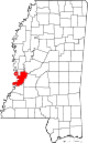 Mapa del estado que destaca el condado de Warren