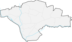 Mapa konturowa Sosnowca, po lewej znajduje się punkt z opisem „ulica Modrzejowska”