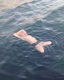 Victor Skumin floating in Matsyasana at the age of 72 Matsyaskumin.jpg