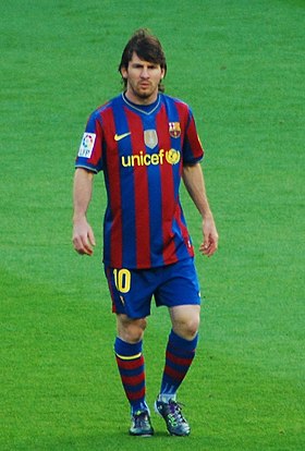 Lionel Messi scored a record 36 hat-tricks in La Liga. Messi Barcelona - Valladolid (cropped).jpg