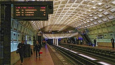 Coffered ceiling in a station on the Washington Metro(Washington, DC)