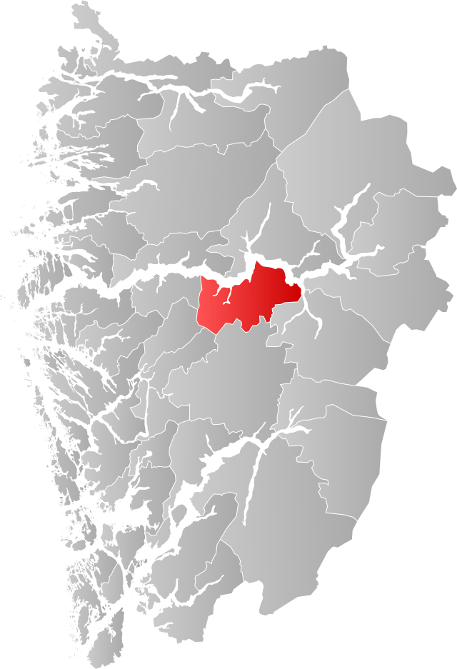 Lage der Kommune in der Provinz Vestland