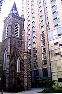 In Manhattan, New York City, New York University agreed to preserve the facade of St. Anne's Church when it built a new dormitory on the site, but did not incorporate the facade into the building, leaving it freestanding in front