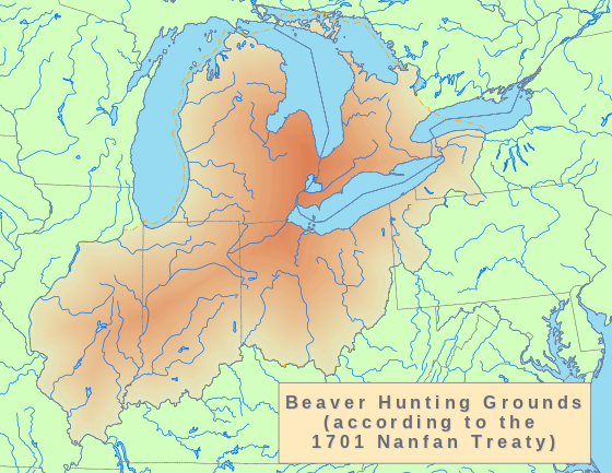 Area affected by the 17th century Beaver Wars